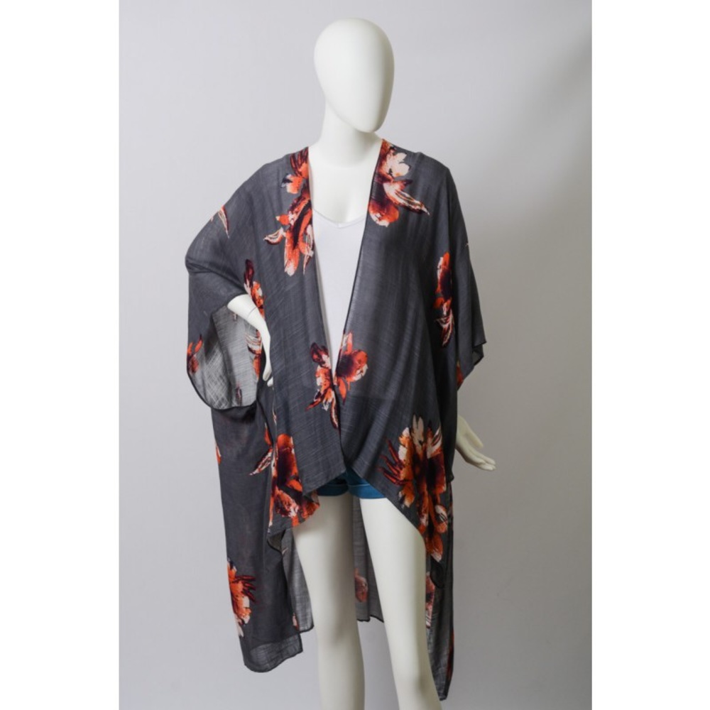 Floral Print Kimono Scarf Cover Up beach trendy - Picture 8 of 8